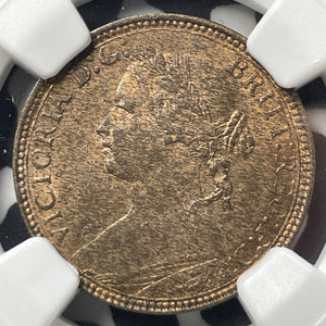 1875-H Great Britain Farthing NGC MS62BN Lot#G8511 Nice UNC!