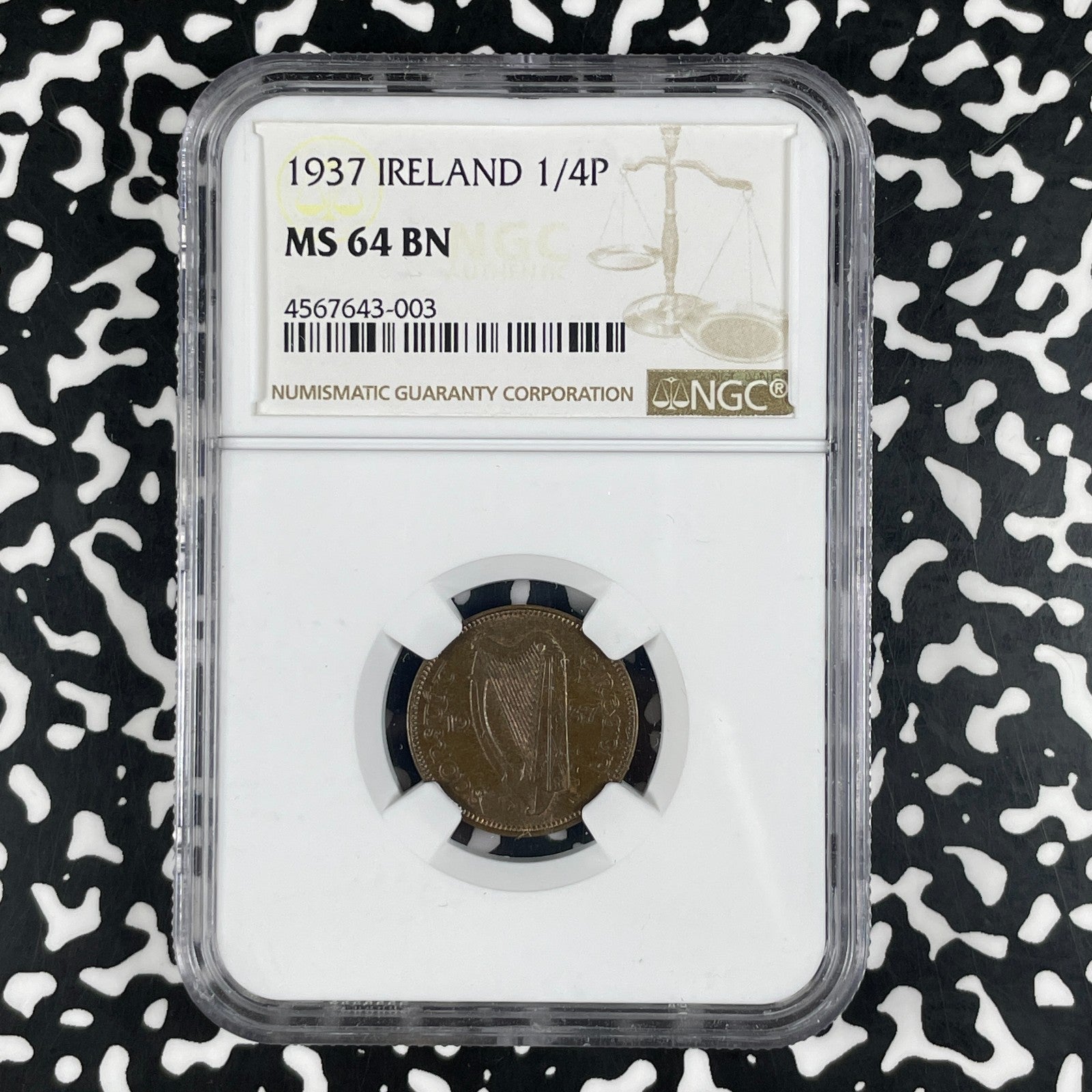 1937 Ireland Farthing NGC MS64BN Lot#G2051 Choice UNC!