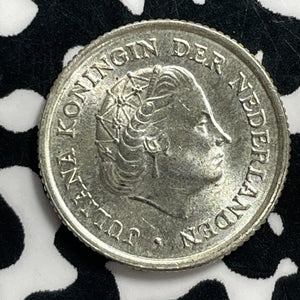1963 Netherlands Antilles 1/10 Gulden Lot#C0477 Silver! High Grade! Beautiful!
