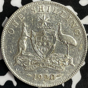 1920 Australia 1 Shilling Lot#D9742 Silver! Nice Detail, Old Cleaning