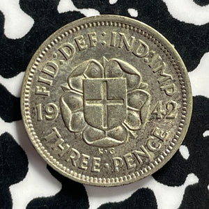 1942 Great Britain 3 Pence Threepence Lot#T9514 Silver! High Grade! Beautiful!