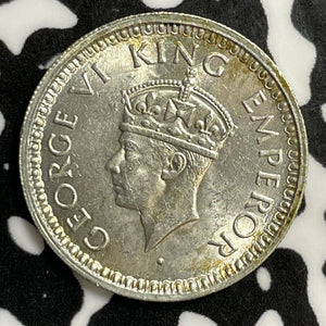 1945 India 1/4 Rupee Lot#E6117 Silver! High Grade! Beautiful!