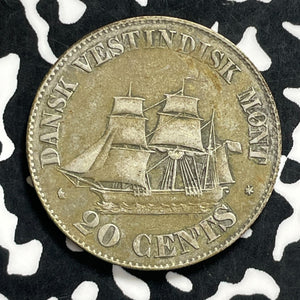 1859 Danish West Indies 20 Cents Lot#JM9945 Silver! Nice!