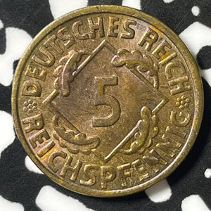 1924-J Germany 5 Reichspfennig Lot#E4913 High Grade! Beautiful! KM#39