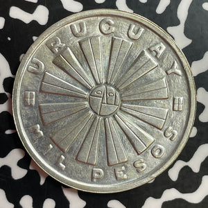 1969 Uruguay 1000 Pesos Lot#T1256 Large Silver Coin! High Grade! Beautiful!