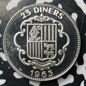 1963 Andorra 25 Diners Lot#E9526 Silver! Proof!