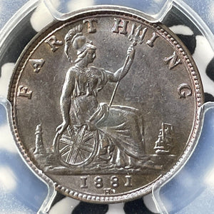 1881-H Great Britain Farthing PCGS MS63BN Lot#G7678 Choice UNC! S-3959