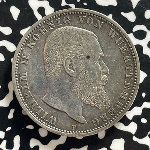 1908-F Germany Wurttemberg 5 Mark Lot#JM0140 Large Silver! Nice!