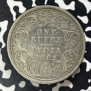 1862 India 1 Rupee Lot#T5676 Silver!