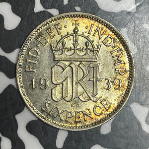 1939 Great Britain 6 Pence Sixpence Lot#T6331 Silver! Nice!