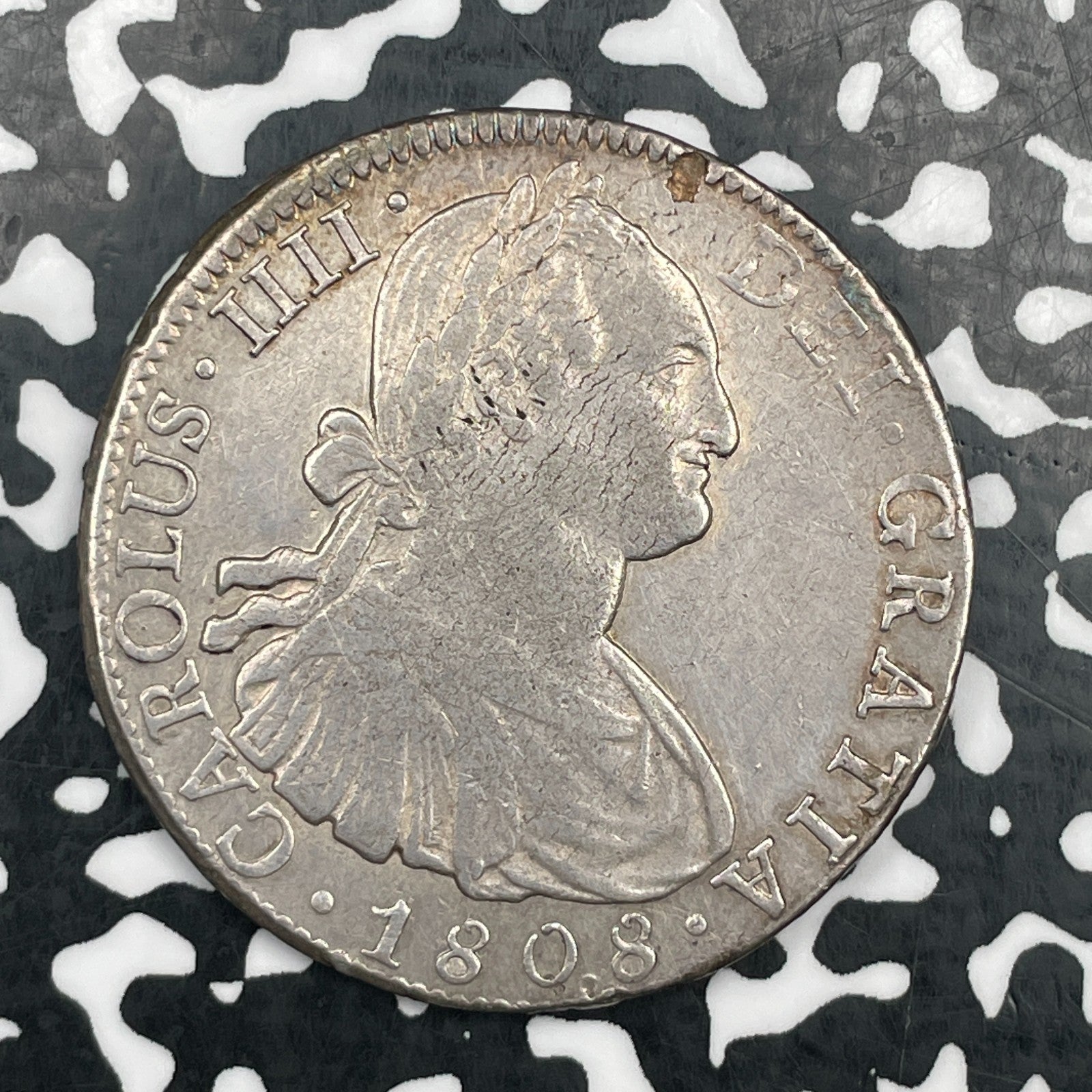 1808-Mo TH Mexico 8 Reales Lot#JM1770 Silver! Nice Details, Old Cleaning
