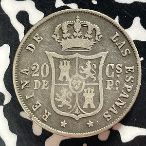 1868 Spanish Philippines 20 Centavos Lot#T4660 Silver!