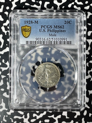 1928-M U.S. Philippines 20 Centavos Mule PCGS MS62 Lot#G144 Silver! Key Date!