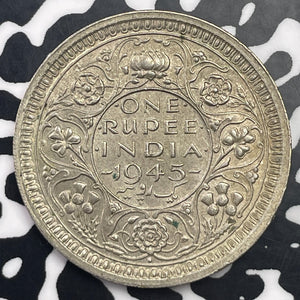 1945 India 1 Rupee Lot#C1372 Silver! High Grade! Beautiful!