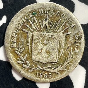 1865 Costa Rica 5 Centavos Lot#T0092 Silver! Scarce!