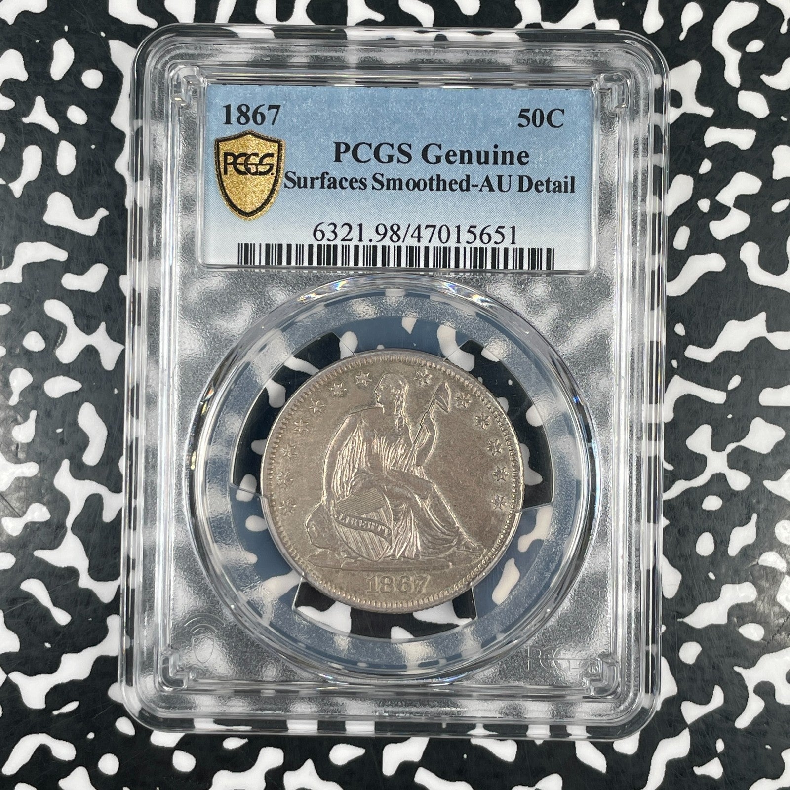 1867 U.S. 50 Cents Seated Liberty Half Dollar PCGS AU Details Lot#G4184 Silver!