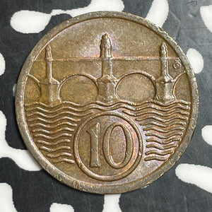 1928 Czechoslovakia 10 Haleru Lot#T2701 High Grade! Beautiful!