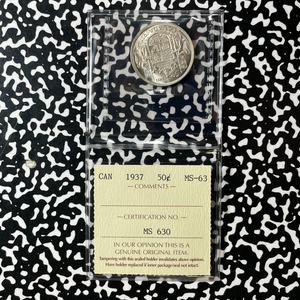 1937 Canada 50 Cents ICCS MS63 Lot#OV1605 Silver! Choice UNC!