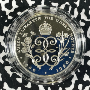1990 Falkland Islands Queen Mother 90th £5 Pounds Lot#B2615 Silver! Proof!