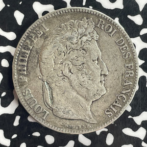 1834-BB France 5 Francs Lot#T8308 Large Silver Coin!