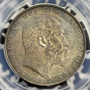 1902 G.B. 1/2 Half Crown PCGS AU58 Lot#G8011 Silver! Beautiful Toning! S-3980