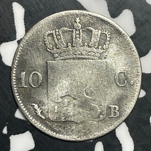 1828-B Netherlands 10 Cents Lot#T1095 Silver! Old Cleaning