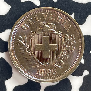 1936 Switzerland 1 Rappen Lot#T7988 High Grade! Beautiful!