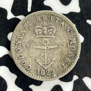 1822 British West Indies 1/16 Dollar Lot#C1124 Silver! Anchor Money