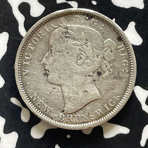 1864 New Brunswick 20 Cents Lot#T5708 Silver! Old Cleaning