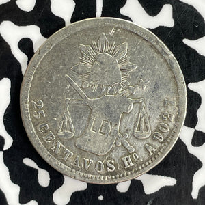 1878-Ho A Mexico 25 Centavos Lot#C1090 Silver! Very Scarce!