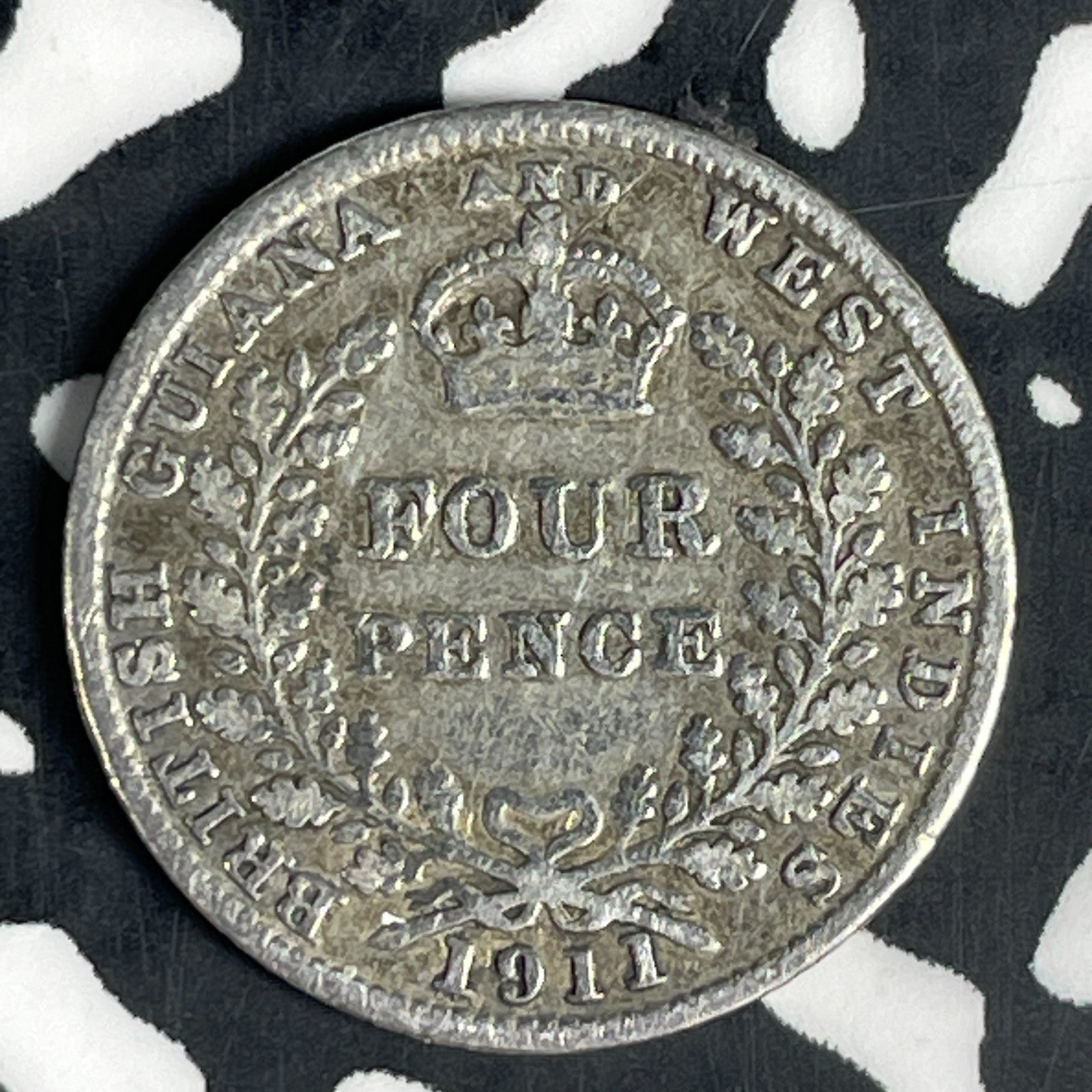 1911 British Guiana & West Indies 4 Pence Lot#JM0724 Silver! Very Scarce!