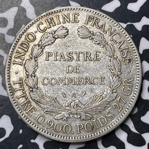1913-A French Indo-China 1 Piastre Lot#MK131 Large Silver!