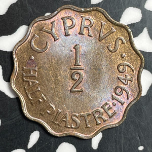 1949 Cyprus 1/2 Piastre Half Piastre Lot#T2596 High Grade! Beautiful!