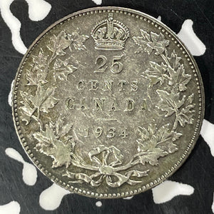 1934 Canada 25 Cents Lot#T4867 Silver!