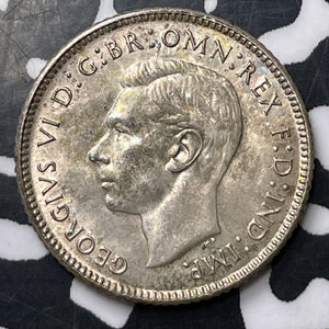 1943-D Australia 6 Pence Sixpence Lot#E9482 Silver! High Grade! Beautiful!