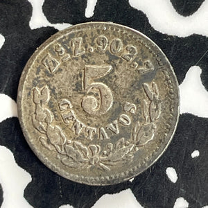 1897-Zs Z Mexico 5 Centavos Lot#C1121 Silver!