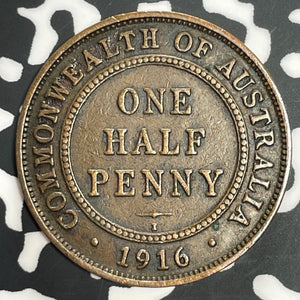 1916-I Australia 1/2 Penny Half Penny Lot#E6321