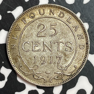 1917-C Newfoundland 25 Cents Lot#T2407 Silver! Nice!