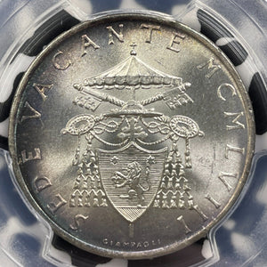 1958 Vatican City 500 Lire PCGS MS65 Lot#G9207 Silver! Gem BU! Beautiful Toning!