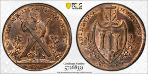 1792 Scotland Edinburgh 1/2 Penny Conder Token PCGS MS64RB Lot#G754 DH#44