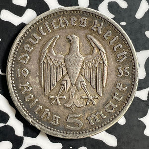 1935-A Germany 5 Mark Lot#E9353 Silver!