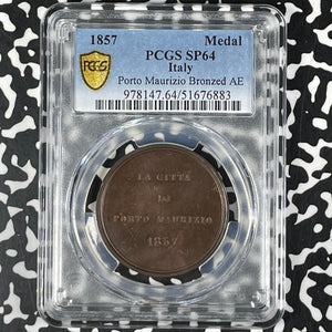 1857 Italy Porto Maurizio Medal PCGS SP64 Lot#G076 Choice UNC!