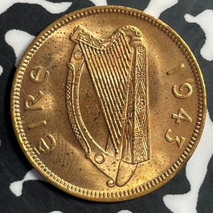 1943 Ireland Farthing Lot#E8064-B High Grade! Beautiful!