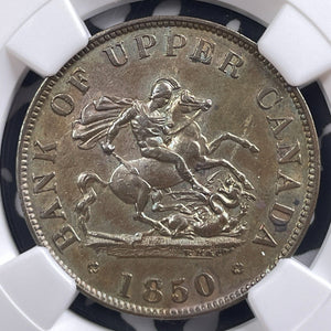 1850 Upper Canada 1/2 Penny Token NGC AU55BN Lot#G9140 PC-5A