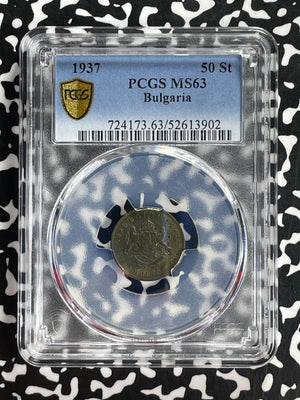 1937 Bulgaria 50 Stotinki PCGS MS63 Lot#G900 Choice UNC!