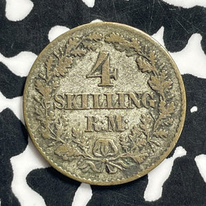 1856 Denmark 4 Skilling Rigsmont Lot#C0488 Silver!