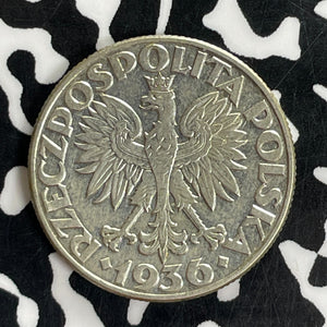 1936 Poland 2 Zlote Lot#C1086 Silver! Nice!