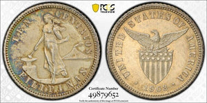 1903 U.S. Philippines 10 Centavos PCGS Cleaned-UNC Details Lot#G8856 Silver!