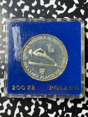 1980 Poland Lake Placid Olympics 200 Zlotych Lot#OV1411 In Plastic Case