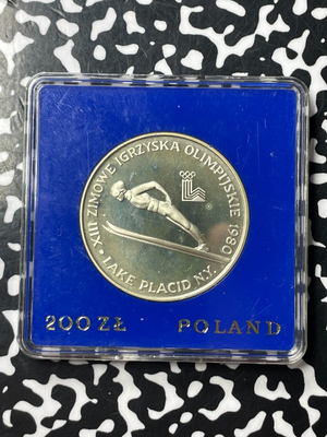 1980 Poland Lake Placid Olympics 200 Zlotych Lot#OV1406 In Plastic Case